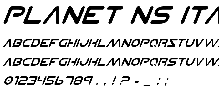 Planet NS Italic font